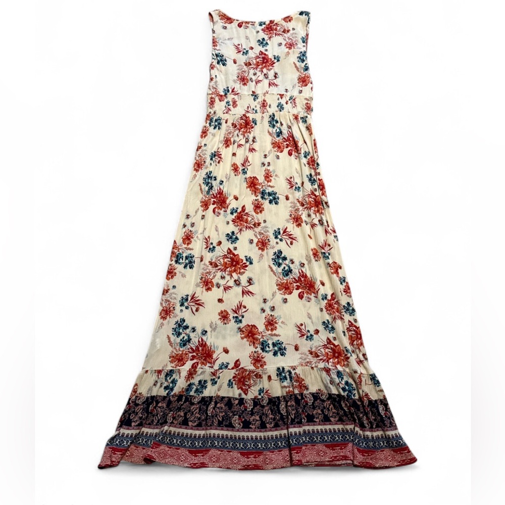 Floral Sleeveless Maxi Dress Knox Rose small strappy button accent - Picture 4 of 5